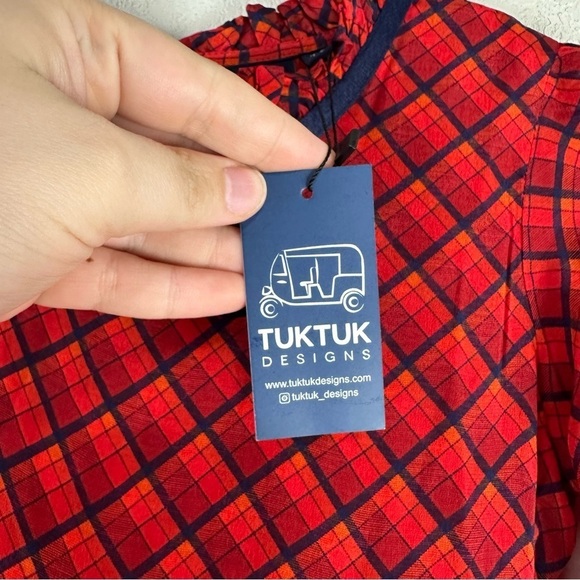 NEW Tuk Tuk Designs Red Blue Plaid Tiered Long Sleeve Dress Size 7-8 - Picture 7 of 7